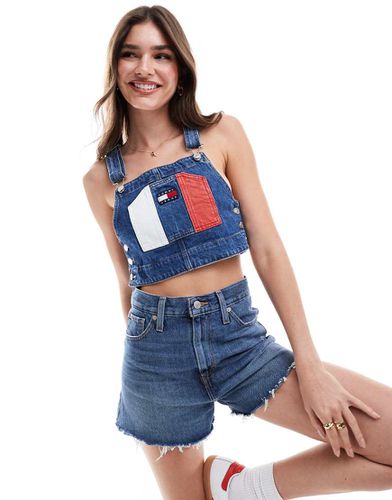 Top stile salopette in denim lavaggio medio vintage - Tommy Jeans - Modalova