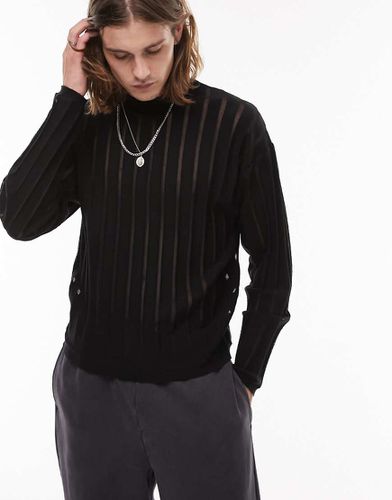 Maglione nero a righe verticali trasparenti - Topman - Modalova