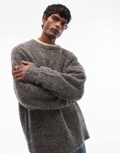 Maglione in bouclé e marrone mélange - Topman - Modalova