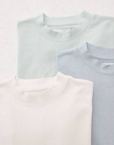 Confezione da 3 t-shirt comode écru, blu e verde - Topman - Modalova