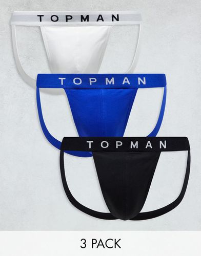 Confezione da 3 sospensori nero, bianco e blu cobalto - Topman - Modalova