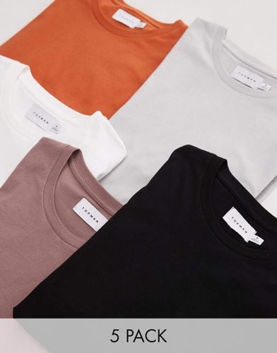 Confezione da 5 T-shirt regular fit nera, bianca, grigio chiaro, ruggine e malva - Topman - Modalova