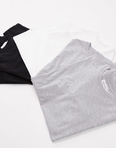 Confezione da 7 T-shirt classiche nera, grigio mélange e bianca - Topman - Modalova