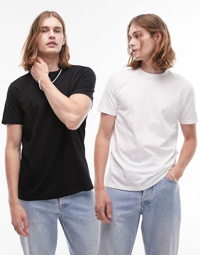 Confezione risparmio da 2 T-shirt classiche nera e bianca - Topman - Modalova