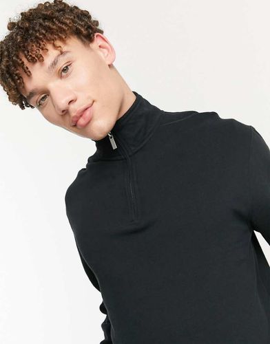 Felpa nera con zip corta in coordinato - Topman - Modalova