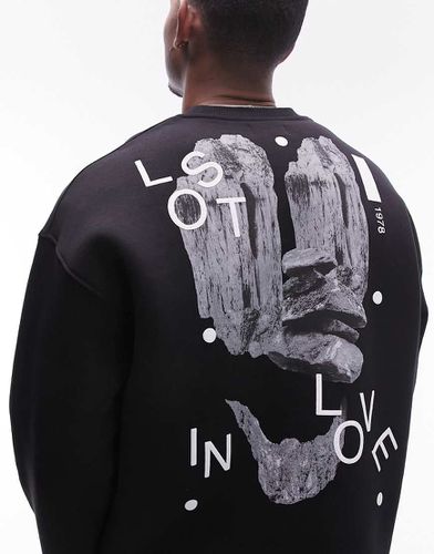 Felpa oversize nera con stampa Lost in Love sul davanti e sul retro - Topman - Modalova