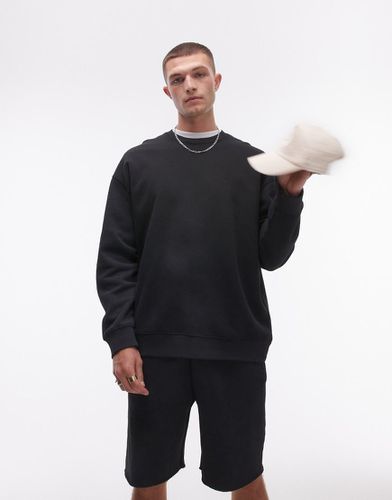 Felpa oversize nera slavata in coordinato - Topman - Modalova