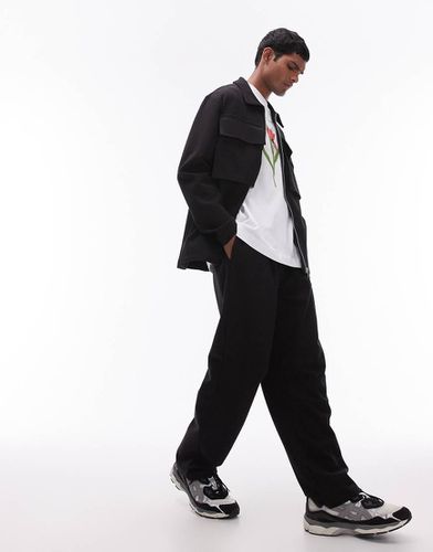 Joggers dritti neri con pieghe sul davanti - Topman - Modalova