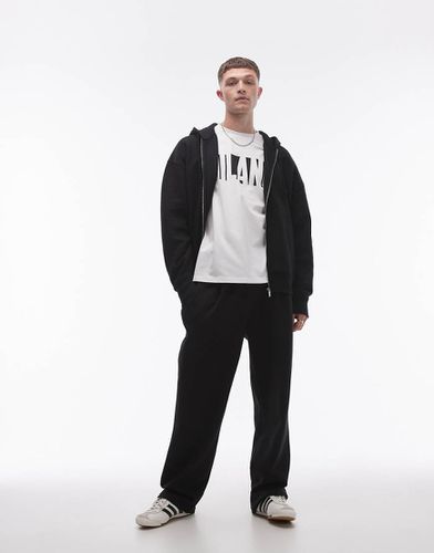 Joggers dritti neri con pieghe sul davanti - Topman - Modalova