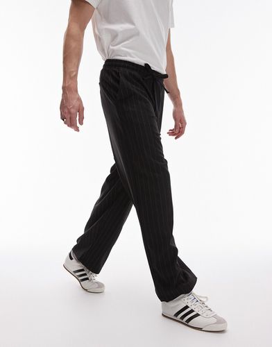 Pantaloni a fondo ampio neri con motivo gessato - Topman - Modalova