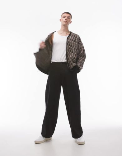 Pantaloni a fondo ampio neri in twill di cotone - Topman - Modalova