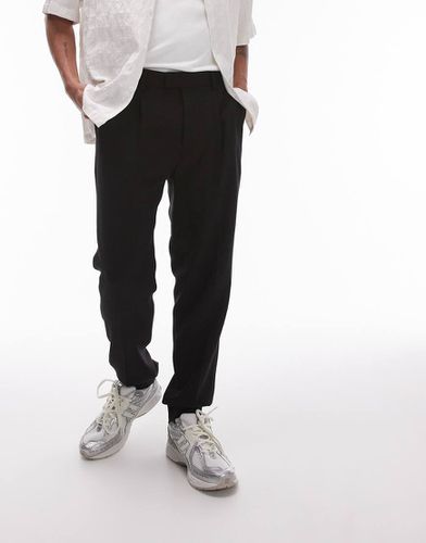 Pantaloni affusolati eleganti neri testurizzati - Topman - Modalova