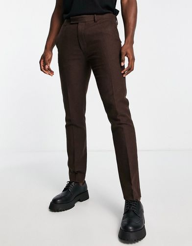 Pantaloni da abito skinny in misto lana marroni - Topman - Modalova