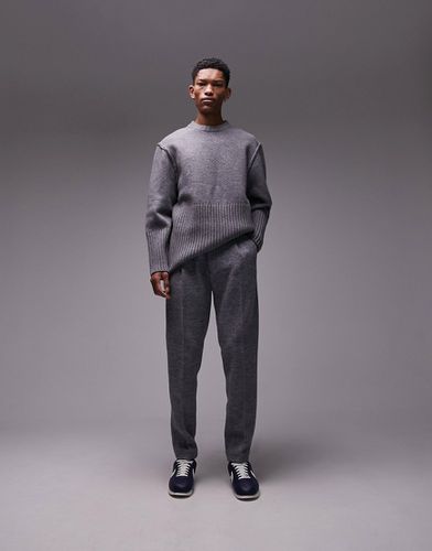 Pantaloni premium affusolati grigi in misto lana - Topman - Modalova