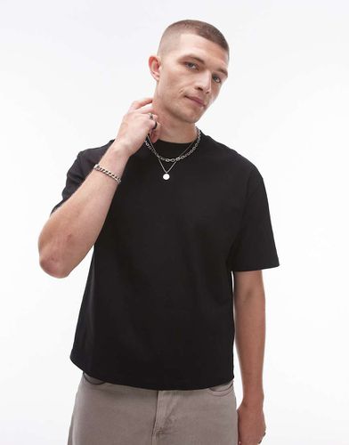 T-shirt comoda taglio corto nera - Topman - Modalova