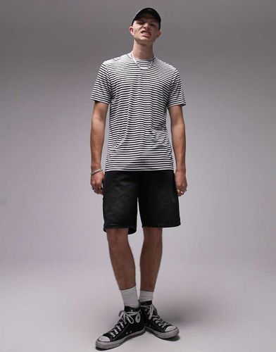 T-shirt basic vestibilità classica nera a righe - Topman - Modalova