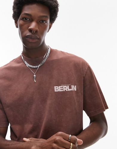 T-shirt oversize slavato con stampa "Berlin" invecchiata - Topman - Modalova