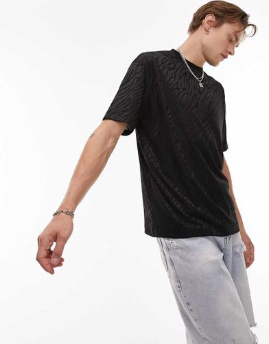 T-shirt oversize nera con stampa animalier - Topman - Modalova