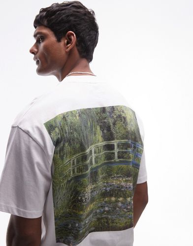 T-shirt super oversize bianca con stampa de "Il ponte giapponese" di Monet - Topman - Modalova