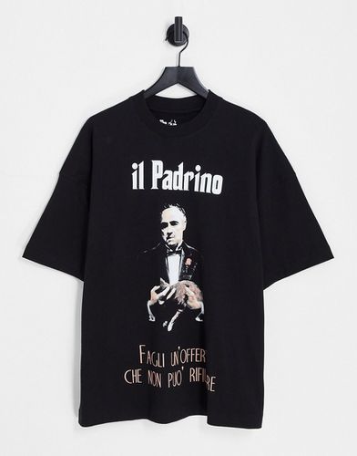 T-shirt super oversize nera con stampa "God Father Padrino" - Topman - Modalova