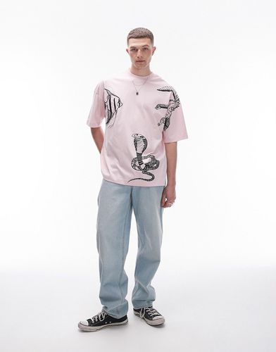 T-shirt super oversize con animale ricamato - Topman - Modalova