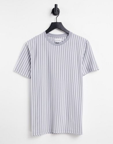 T-shirt vestibilità classica in grigio e bianco a righe - Topman - Modalova