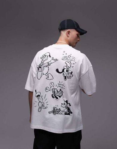 X Disney - T-shirt premium super oversize bianca con stampa di fumetti sul davanti e sul retro - Topman - Modalova