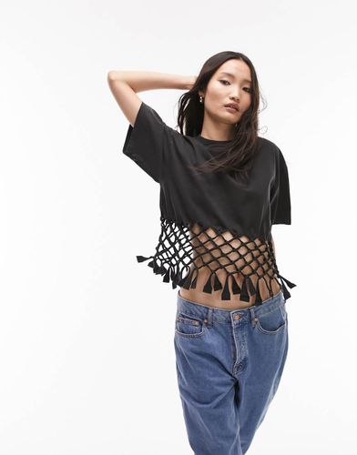 T-shirt slavato in macramé - Topshop - Modalova