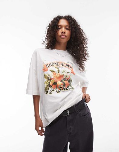 T-shirt oversize crema con grafica "Les Peaches" - Topshop - Modalova