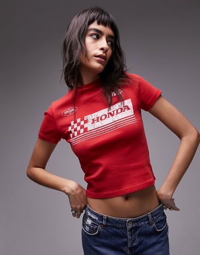 T-shirt corta rossa con grafica Honda su licenza - Topshop - Modalova