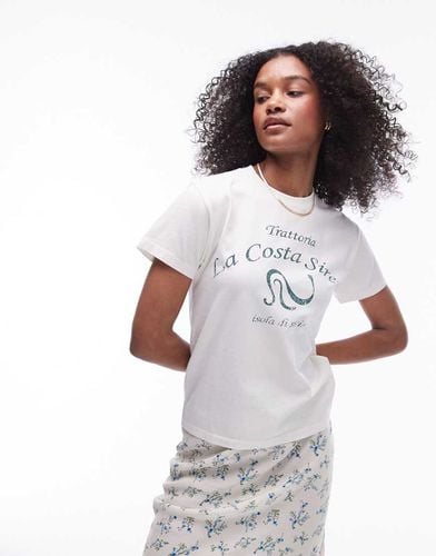 T-shirt slim fit écru con grafica "Trattoria La Costa" - Topshop - Modalova