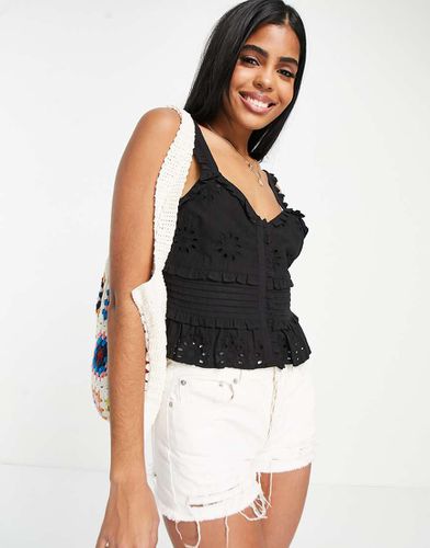 Top a canottiera in pizzo con pinces - Topshop - Modalova