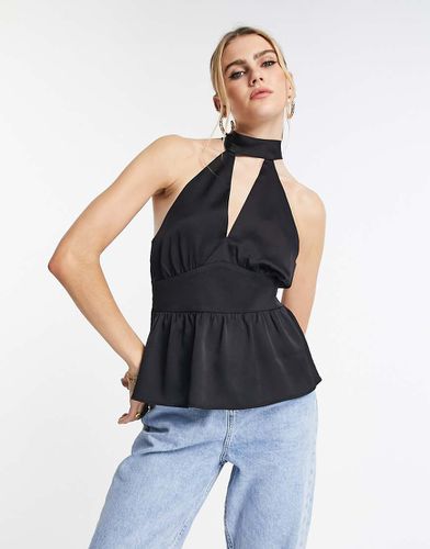 Top allacciato al collo in raso - Topshop - Modalova