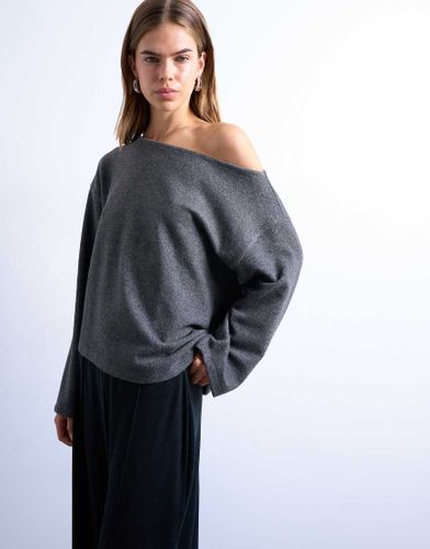 Top doux asymétrique à épaule dénudée - chiné - Topshop - Modalova
