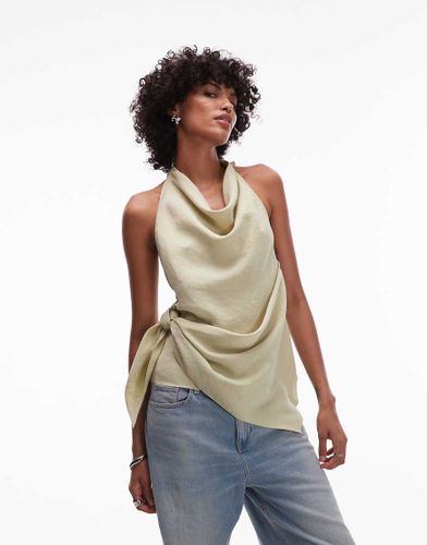 Top dos nu en cupro ultra doux - Olive - Topshop - Modalova