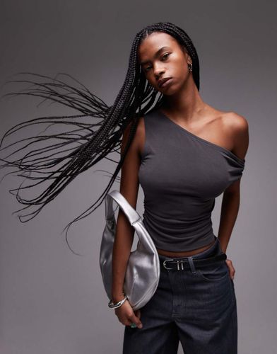 Top froncé sur le côté en cupro - Anthracite - Topshop - Modalova