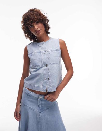 Top habillé boutonné en jean - moyen - Topshop - Modalova