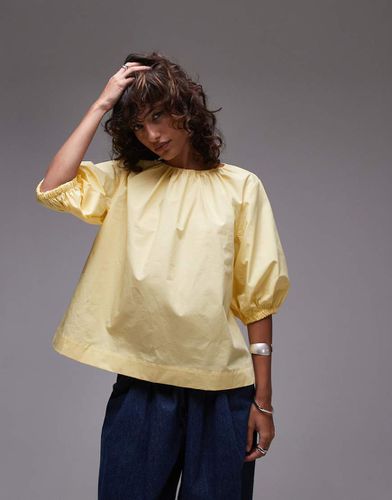 Top in popeline limone con maniche a sbuffo - Topshop - Modalova