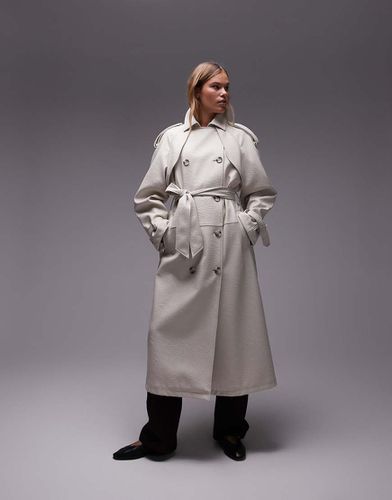 Trench in pelle sintetica crema zigrinato - Topshop - Modalova