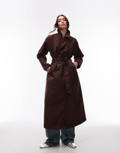 Trench oversize in camoscio sintetico cioccolato - Topshop - Modalova