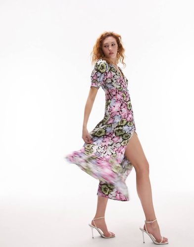 Vestito midi con stampa fantasia a fiori multi e bottoni - Topshop - Modalova