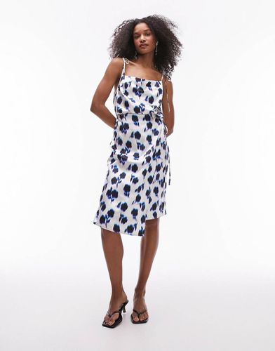 Vestito sottoveste midi a fiori con scollo squadrato e allacciatura avvolgente - Topshop - Modalova