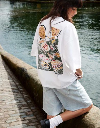 X Grace Percival - T-shirt oversize bianca con stampa - Topshop - Modalova