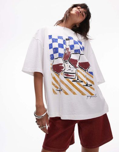 X Grace Percival - T-shirt oversize bianca con stampa - Topshop - Modalova