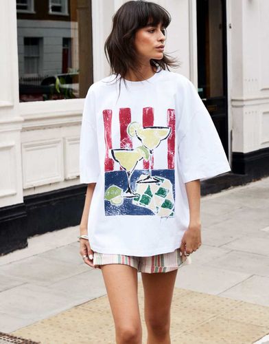 X Grace Percival - T-shirt oversize bianca con stampa - Topshop - Modalova