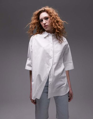 Camicia oversize bianca boyfriend con maniche a 3/4 - Topshop - Modalova