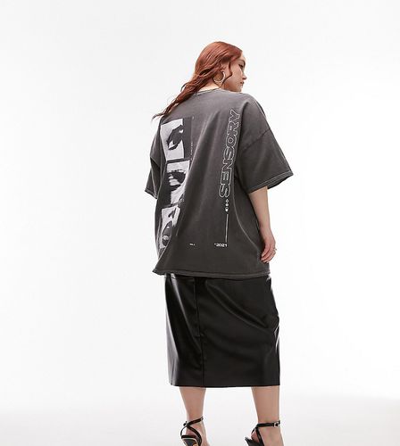 Sensory - T-shirt oversize antracite con stampa fotografica - Topshop Curve - Modalova
