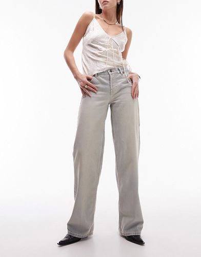 Ember - Jeans a vita bassa con fondo ampio candeggiati effetto sporco - Topshop - Modalova
