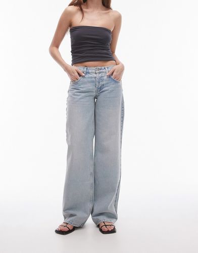 Ember - Jeans a vita bassa con fondo ampio candeggiati - Topshop - Modalova