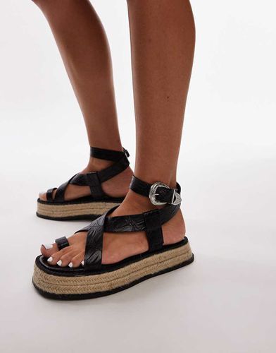 Jackson - Sandali infra-alluce stile espradrillas con listini neri coccodrillo - Topshop - Modalova